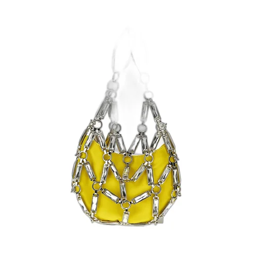 Cage Embellished Chain-Link Detailed Tote Bag