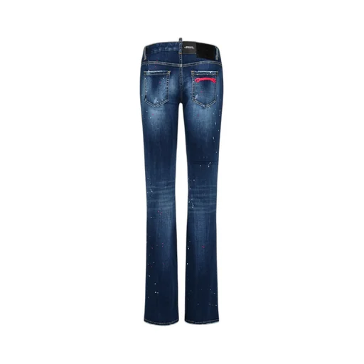 Straight-Leg Paint Splatter Distressed Jeans