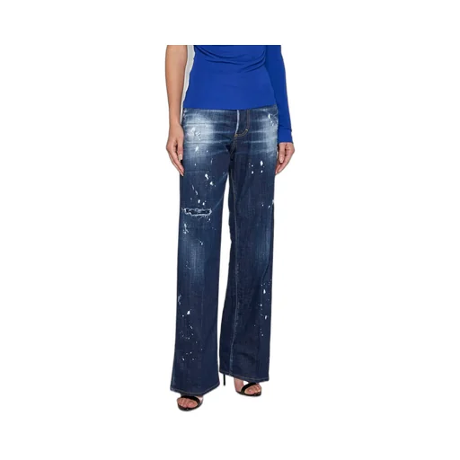 Logo Patch Straight-Leg Distressed Jeans