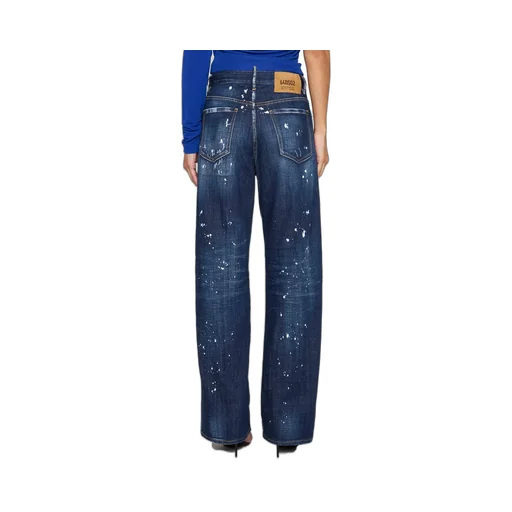 Logo Patch Straight-Leg Distressed Jeans