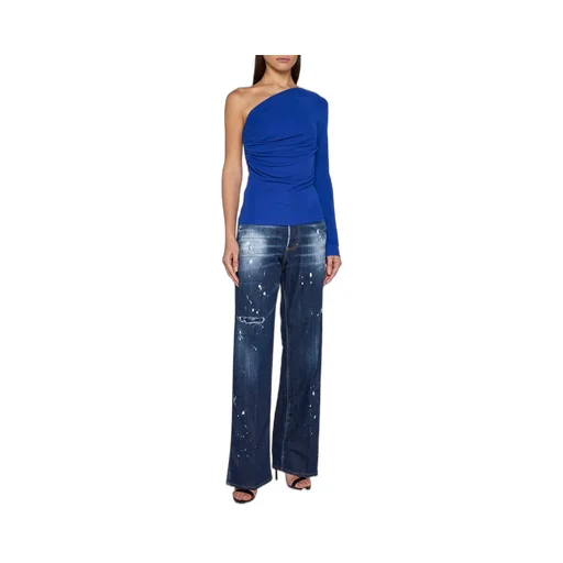Logo Patch Straight-Leg Distressed Jeans