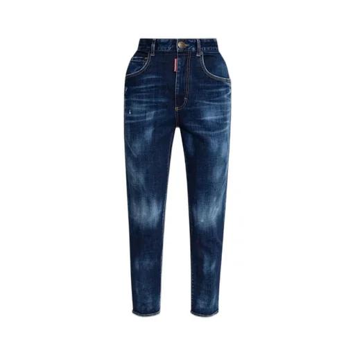 Distressed High-Waist Cropped Jeans