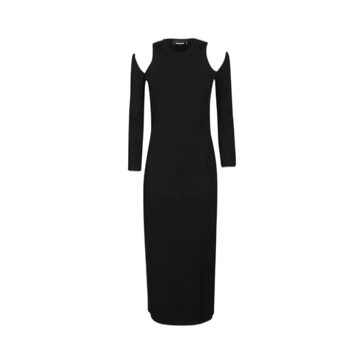 Cut-Out Crewneck Long-Sleeved Dress