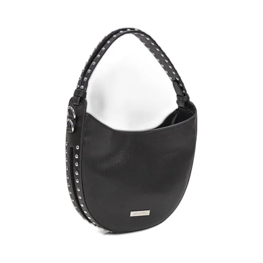 Stud-Embellished Handle Zipped Tote Bag