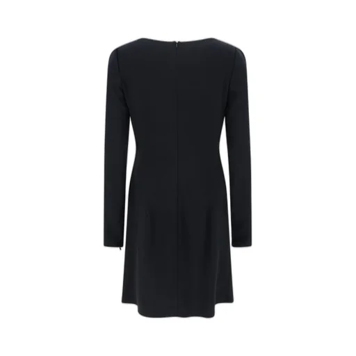 Logo-Plaque Long Sleeved Draped Dress
