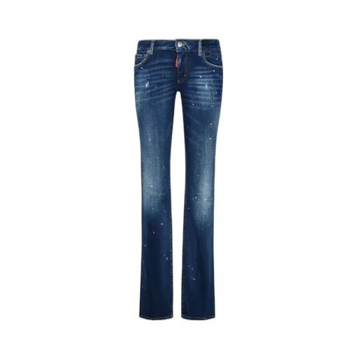Straight-Leg Paint Splatter Distressed Jeans