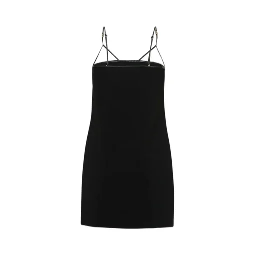Logo Plaque Cut-Out Strappy Mini Dress