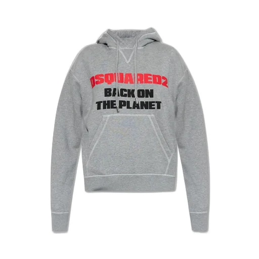 Slogan-Printed Drawstring Hoodie