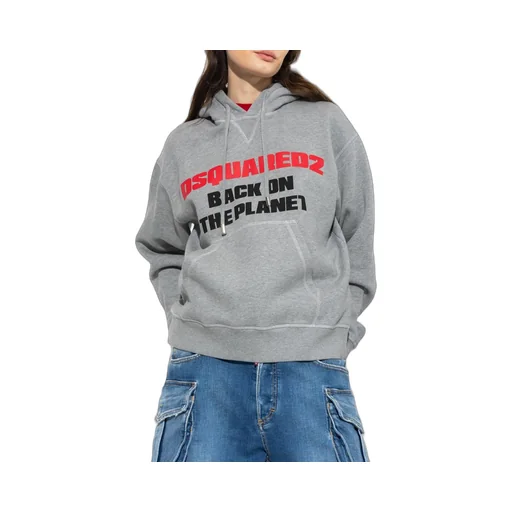 Slogan-Printed Drawstring Hoodie