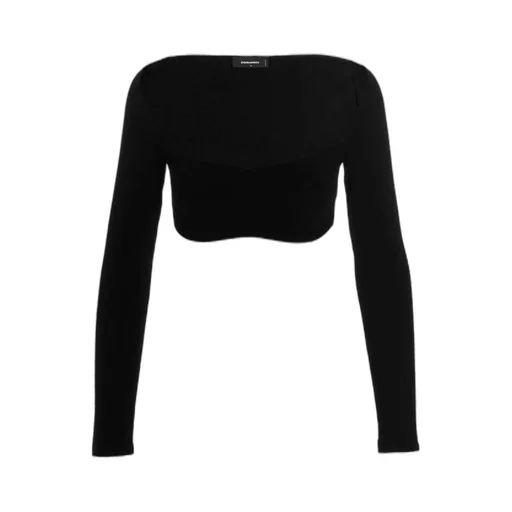 Cropped Square-Neck Knitted Top