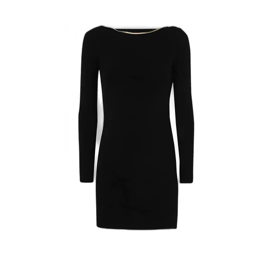 Chain-Embellished Open-Back Mini Dress