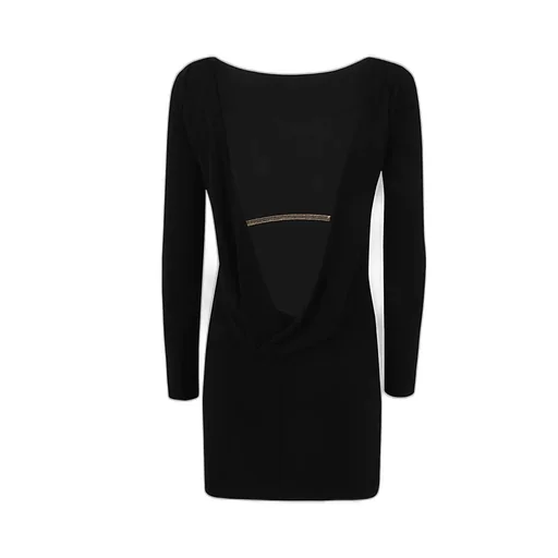 Chain-Embellished Open-Back Mini Dress