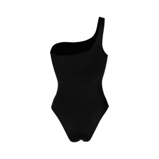 Single Shoulder Logo Print Swimsuit