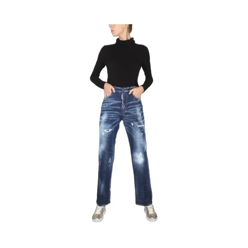 Distressed Straight-Leg Jeans
