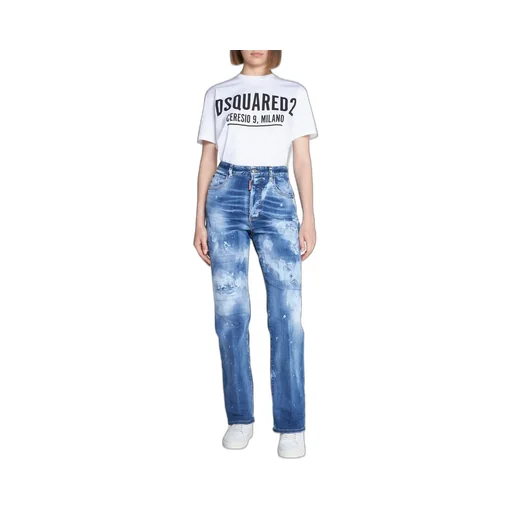 High-Waisted Distressed Jeans