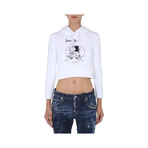 Graphic Print Cropped Hoodie
