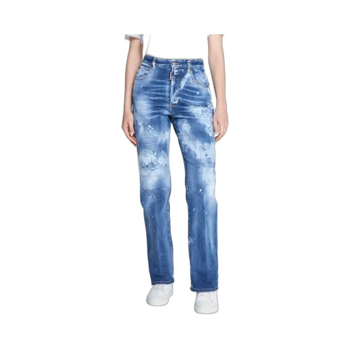 High-Waisted Distressed Jeans