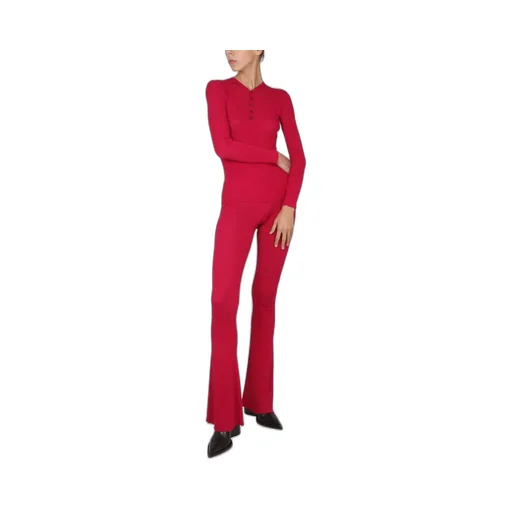 Ribbed-Knit Flared Trousers