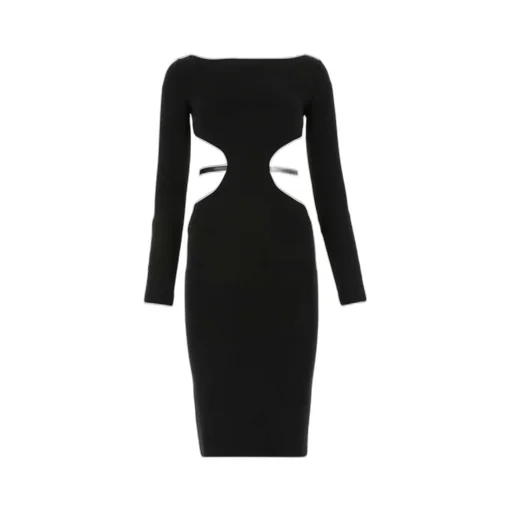 Cut-Out Detailed Belted Midi Dress