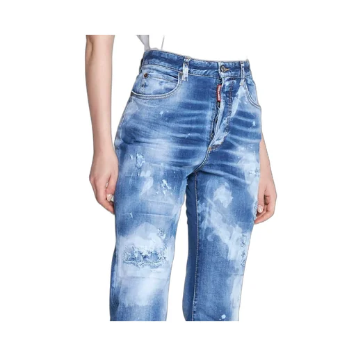 High-Waisted Distressed Jeans