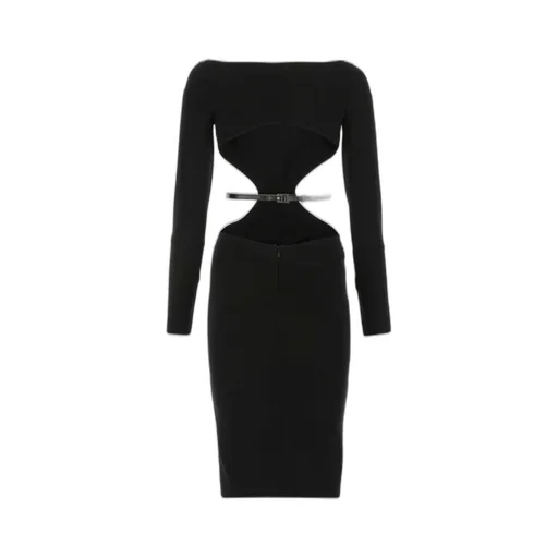 Cut-Out Detailed Belted Midi Dress