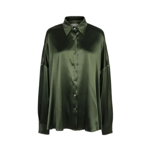 Long-Sleeved Satin Blouse