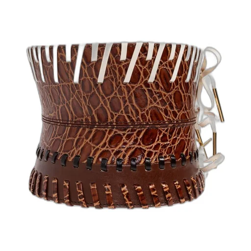 Whipstitch Embellished Lace-Up Belt