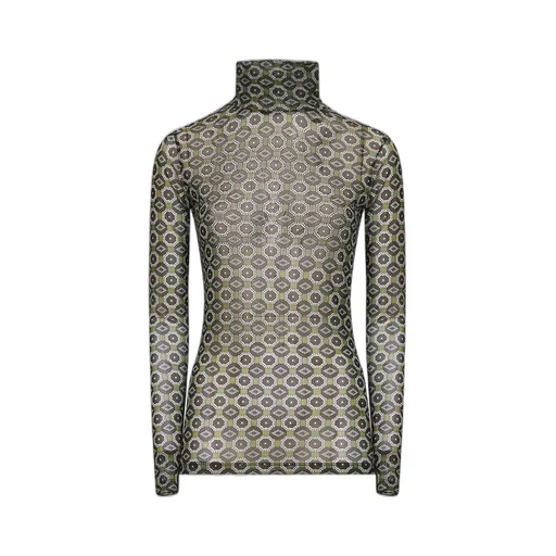 High-Neck Semi Sheer Top