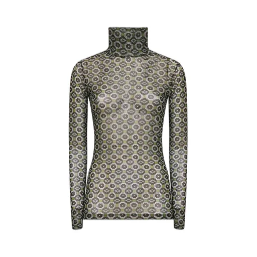 High-Neck Semi Sheer Top