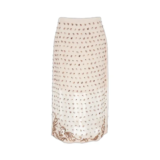 Embellished Sheer Panelled Midi Skirt