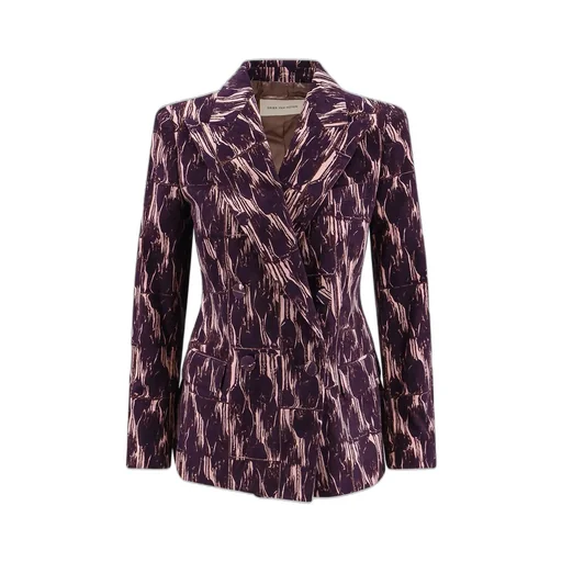 Tile Printed Double-Breasted Blazer