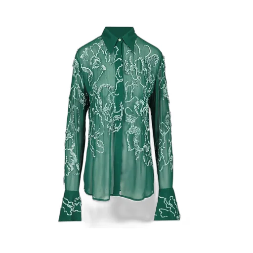 Long-Sleeved Sequin Embellished Shirt