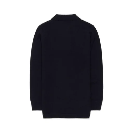Ribbed Trim Knitted Polo Top