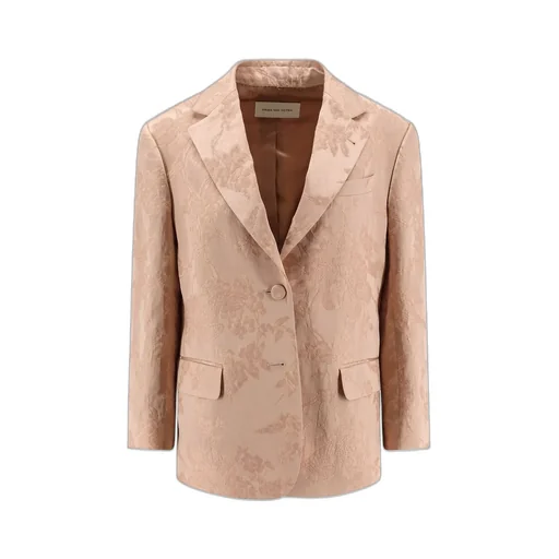 Floral Jacquard Single-Breasted Blazer