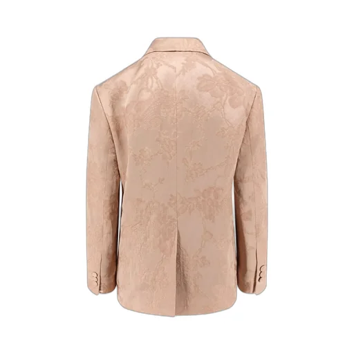 Floral Jacquard Single-Breasted Blazer
