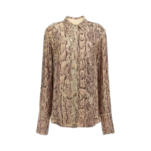 Pattern-Printed Button-Up Shirt