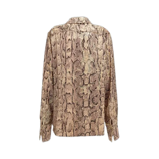 Pattern-Printed Button-Up Shirt