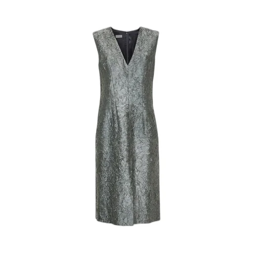 V-Neck Crinkle Effect Dress