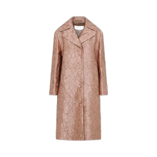 Crinkle Effect Single Breasted Coat