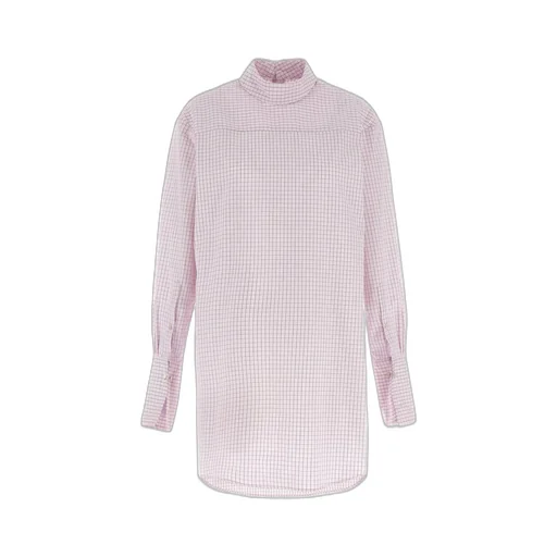 Grid Mock-Neck Long-Sleeve Shirt