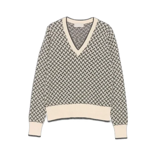 Geometric V-Neck Sweater