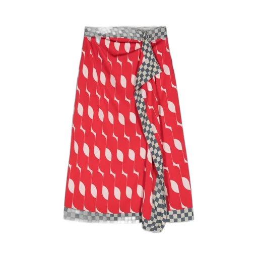 Geometric Printed Slit-Detailed Skirt