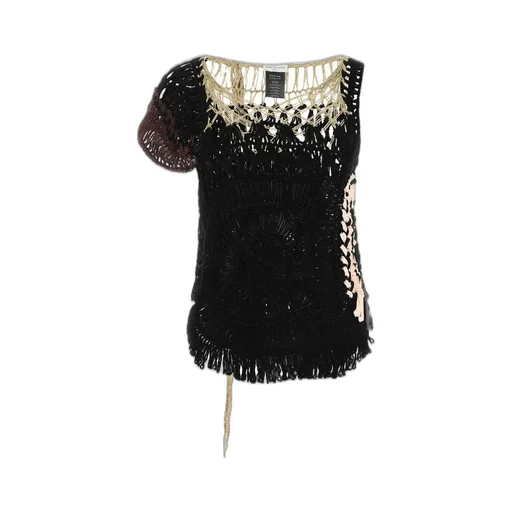 Draped Crochet Asymmetric Knit Top