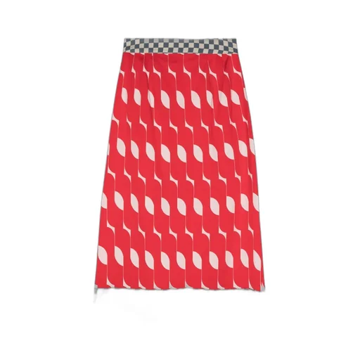 Geometric Printed Slit-Detailed Skirt