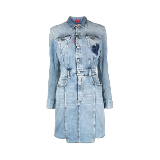 Button-Up Long-Sleeved Denim Mini Dress