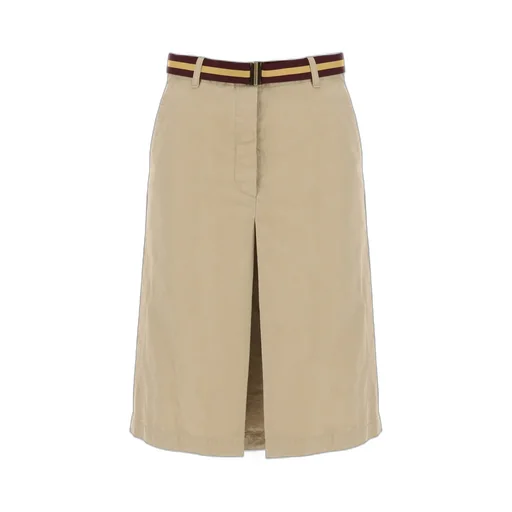 Slit Detailed Belted Skirt