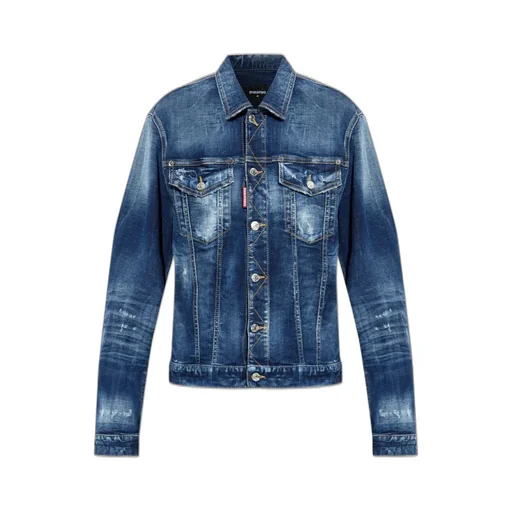 Buttoned Distressed Denim Jacket