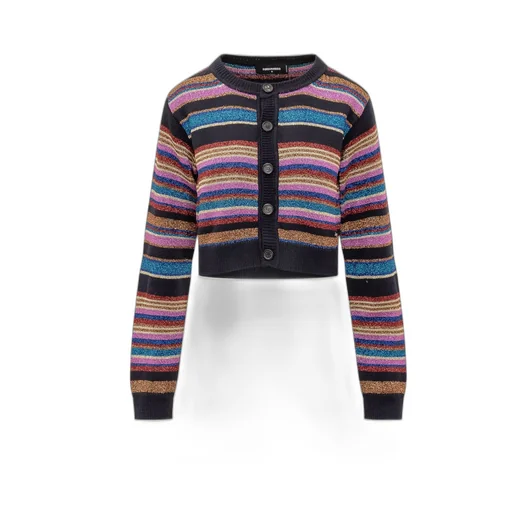 Striped Button Up Crewneck Cardigan