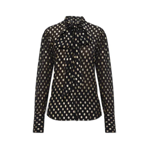 Graphic Printed Tied-Neck Shirt