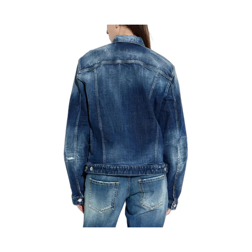 Buttoned Distressed Denim Jacket